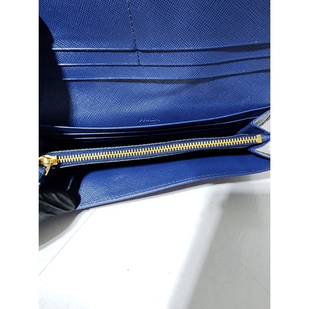 Prada Saffiano Leather Continental Wallet Blue - Picture 13 of 13